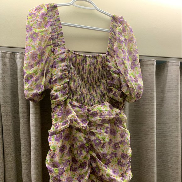 ZARA PRINTED DRAPED DRESS TRF MAUVE - Picture 5 of 14